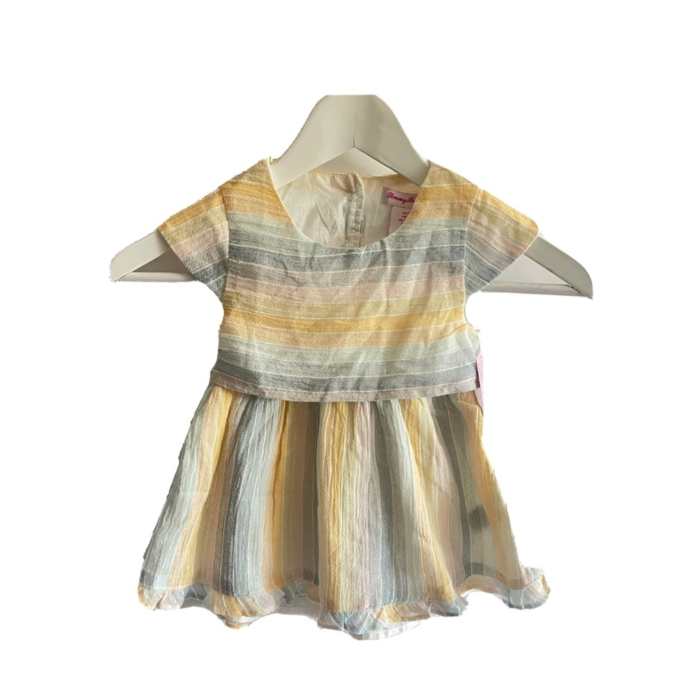 Tommy Bahama Striped Pastel Rainbow Dress Girls Size 2T Toddler NWT.